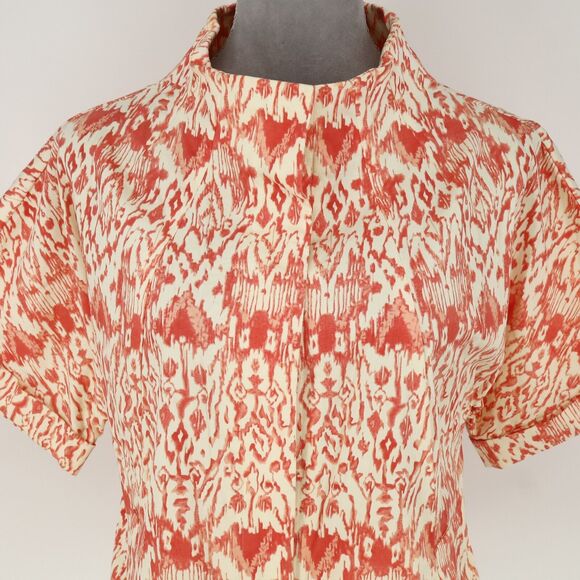 Cache Jacket Womens Small Ivory Orange Stretch Cotton Pockets Snaps Career - Picture 7 of 15